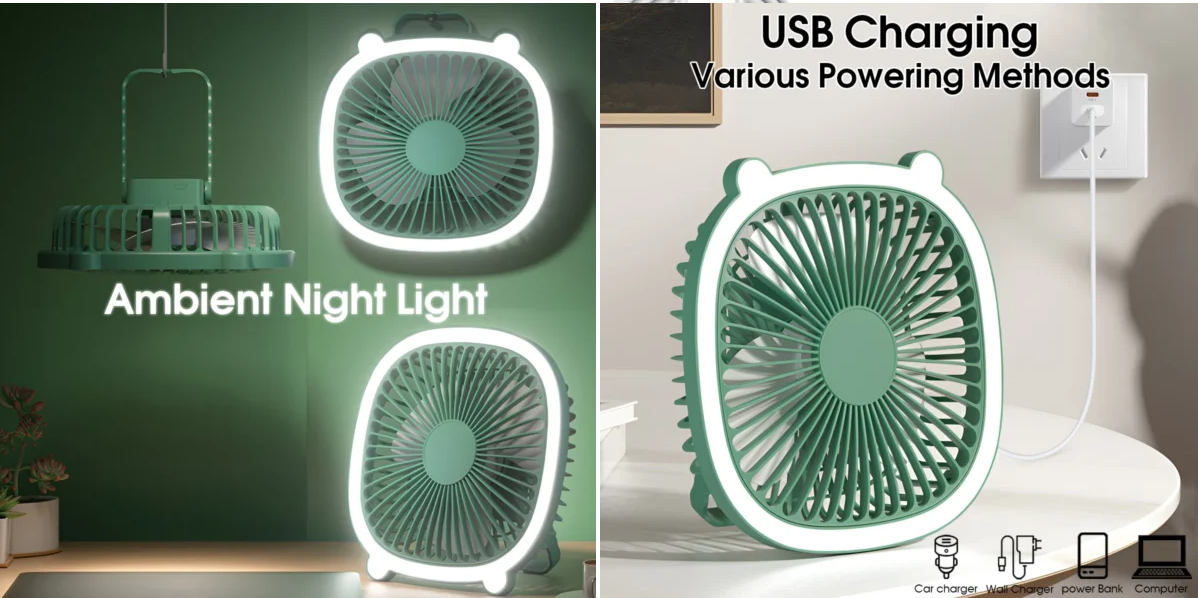 Portable Desktop Fan With light